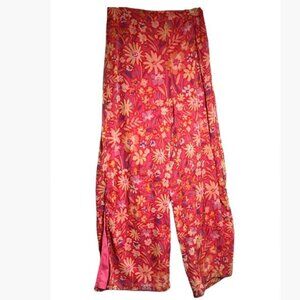 Lulus Flower Fun Red Multi-Floral Print Palazzo Pants  Size S  EUC